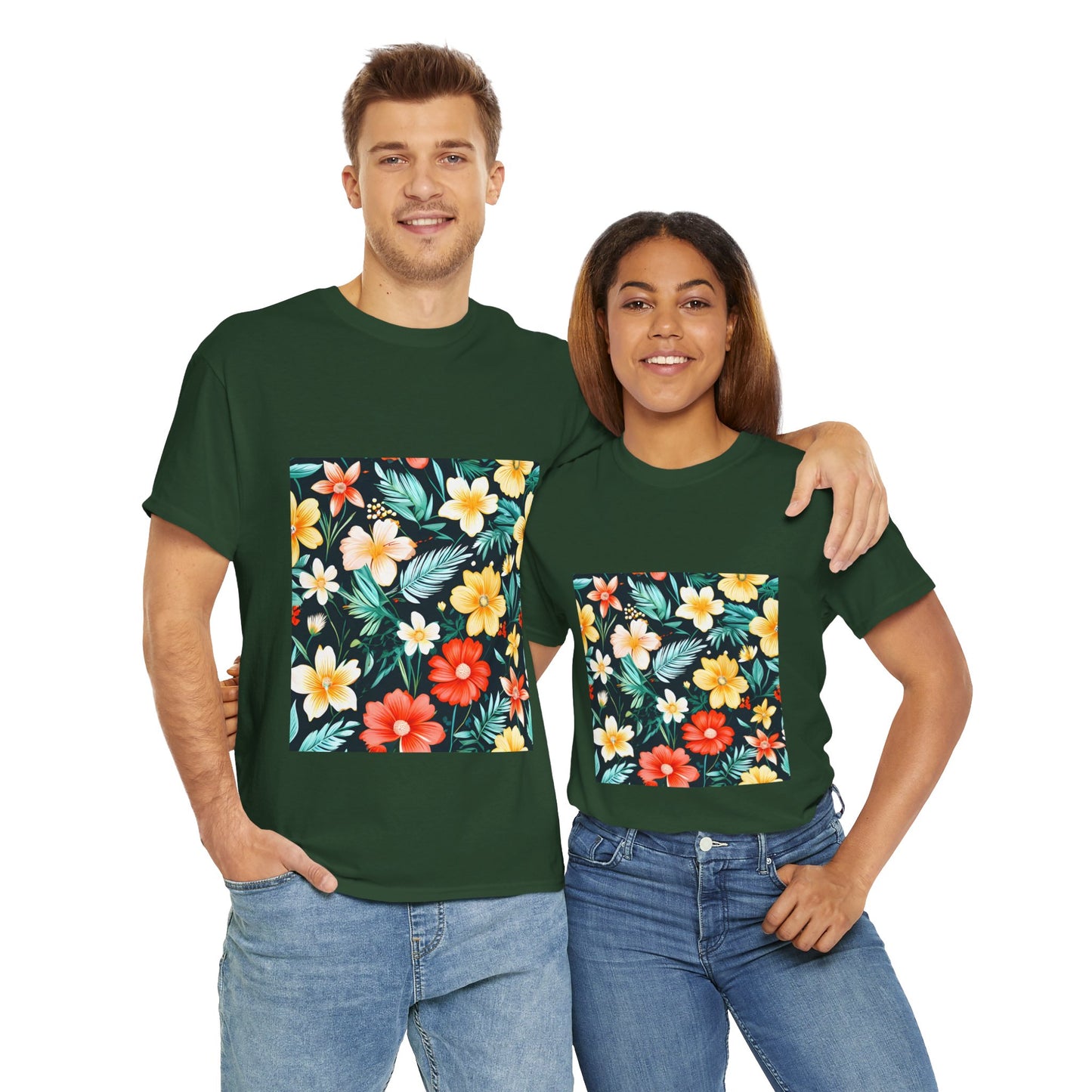 T-shirt - Blomster mønster trippel